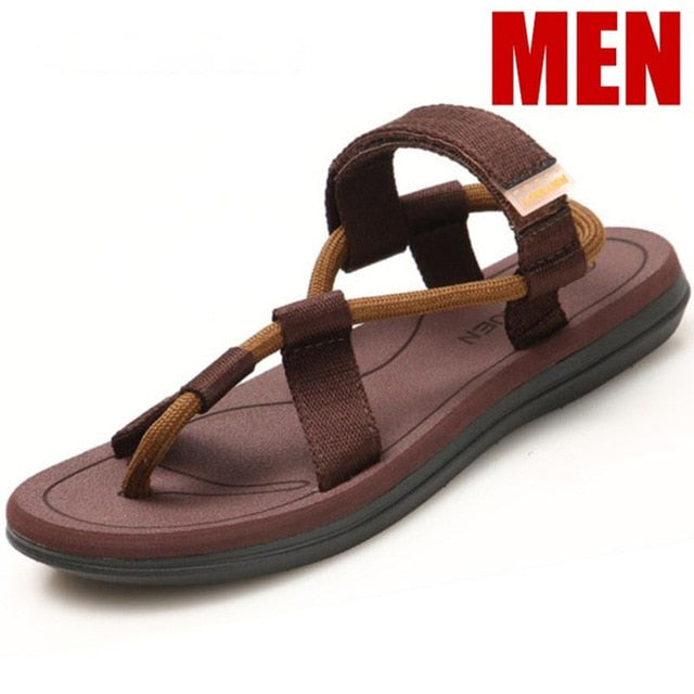 Flangesio New Summer Flat Sandals Men's Casual Shoes Soft Natural Leather  Slippers For Men Classic Roman Sandals Male Outdoor Beach Water Shoes  Non-slip Trekking Sandals Brown